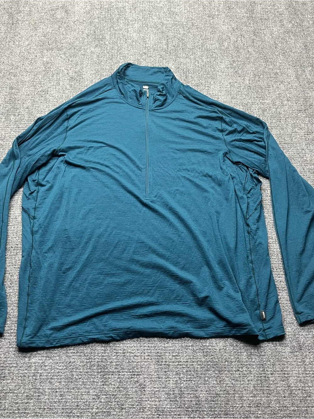 REI Co-Op Base Layer Mens 3XL Teal 100% Merino Wool Pullover  1/2 Zip Mock